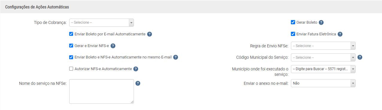 Ações automáticas de cobrança recorrente - Skywork ERP
