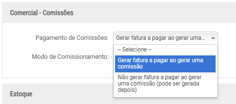 Geração Automática de Comissão a partir de uma Venda