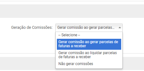 Geração Automática da Fatura a Pagar de uma Comissão